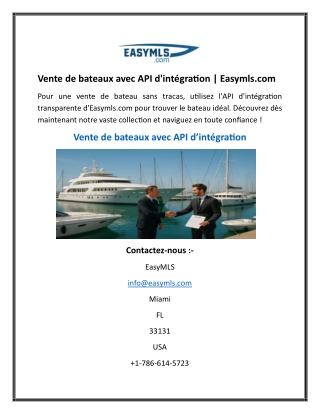 vente de bateaux avec api d int gration easymls