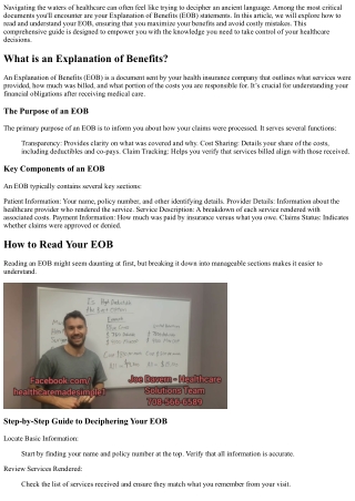 Demystifying Your Explanation of Benefits: How to Read It