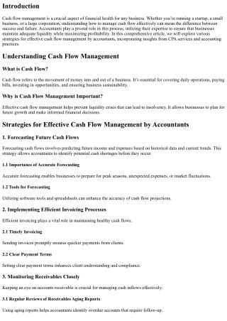 Strategies for Effective Cash Flow Management by Accountants