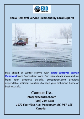 Snow Removal Service Richmond by Local Experts