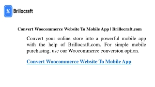 convert woocommerce website to mobile