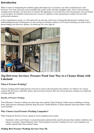 Top Driveway Services: Pressure Wash Your Way to a Cleaner Home with Lakeland