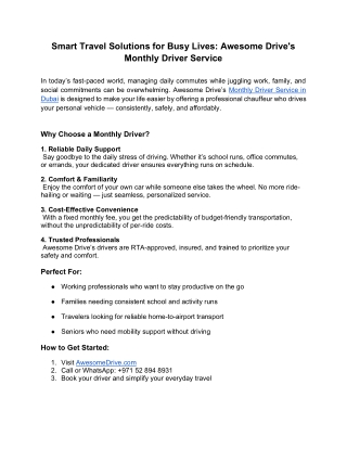 Smart Travel Solutions for Busy Lives_ Awesome Drive's Monthly Driver Service