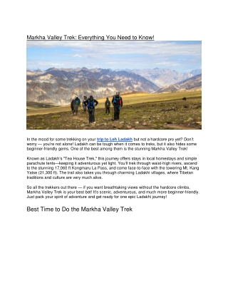Markha Valley Trek  Everything You Need to Know