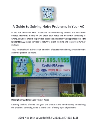 A Guide to Solving Noisy Problems in Your AC