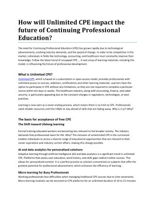 How will Unlimited CPE impact the future