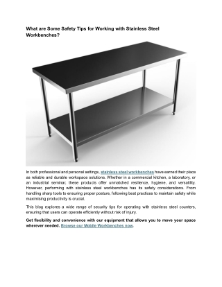 What are Some Safety Tips for Working with Stainless Steel Workbenches