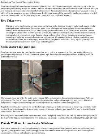recognizing your home s water system system