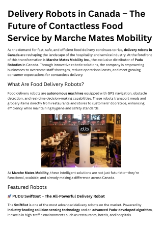 Delivery Robots in Canada – The Future of Contactless Food Service by Marche Mates Mobility