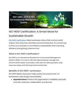ISO 14001 Certification_ A Smart Move for Sustainable Growth