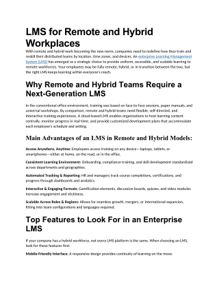 LMS for Remote and Hybrid Workplaces