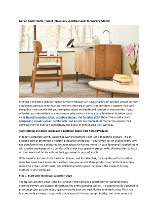 Lactation Space for Nursing Moms
