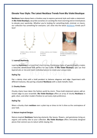 Elevate Your Style- The Latest Necklace Trends from Blu Violet Boutique