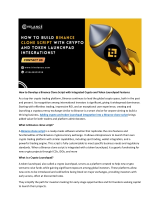 How to Develop a Binance Clone Script with Integrated Crypto and Token Launchpad Features