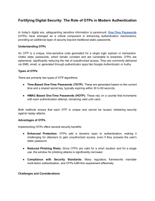 Fortifying Digital Security_ The Role of OTPs in Modern Authentication