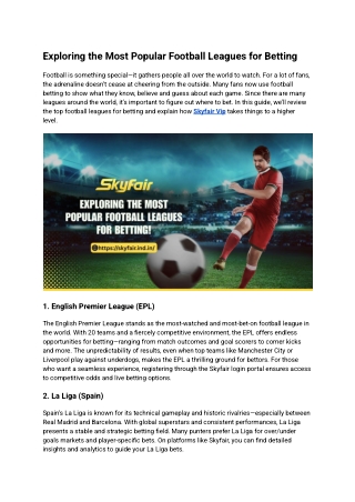 Exploring the Most Popular Football Leagues for Betting