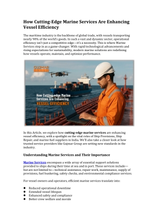 How Cutting-Edge Marine Services Are Enhancing Vessel Efficiency