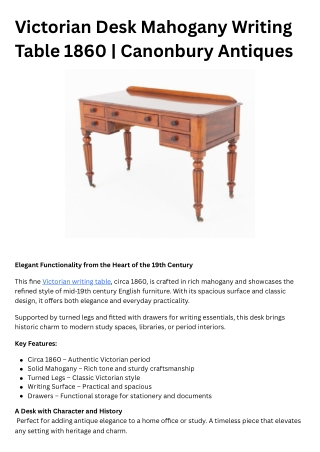 Victorian Desk Mahogany Writing Table 1860