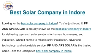 Best Solar Company in Indore