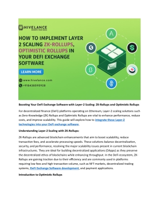 Supercharge DeFi Exchange Software with Layer-2 Scaling Solutions