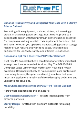 Printer Cabinet  Dust Free PC Durable and Secure Printer Storage