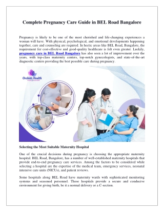 Complete Pregnancy Care Guide in BEL Road Bangalore