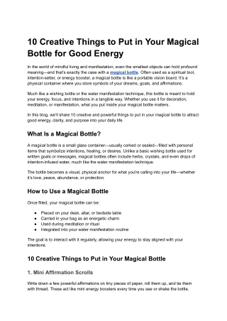 10 Creative Things to Put in Your Magical Bottle for Good Energy