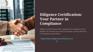 Diligence Certification Your Partner in Compliance