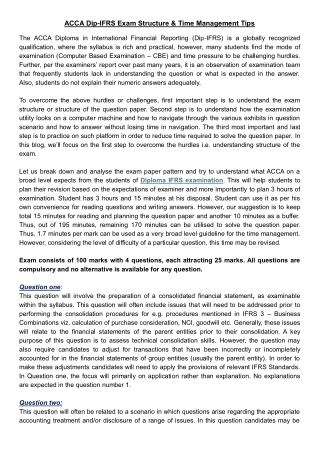 ACCA Dip-IFRS Exam Structure & Time Management Tips