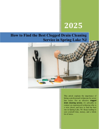 How to Find the Best Clogged Drain Cleaning Service in Spring Lake NJ