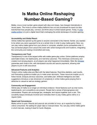 is matka online reshaping number based gaming