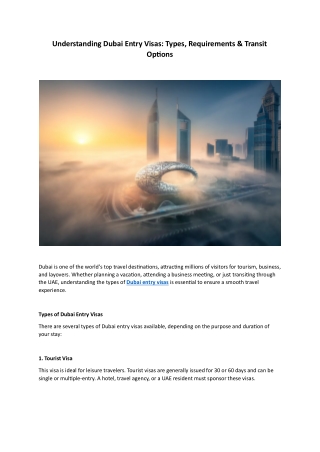 Understanding Dubai Entry Visas: Types, Requirements & Transit Options