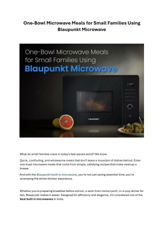Cook meal for your small family with Blaupunkt Microwave