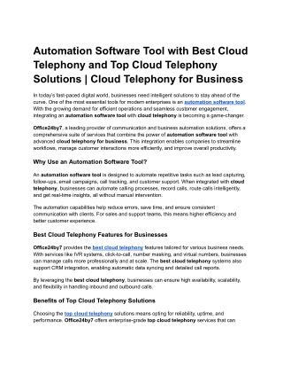 Automation Software Tool with Best Cloud Telephony and Top Cloud Telephony Solutions _ Cloud Telephony for Business