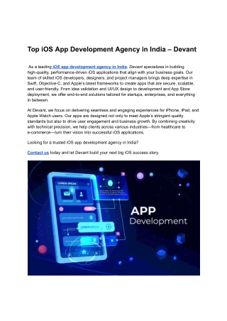 _Top iOS App Development Agency in India – Devant