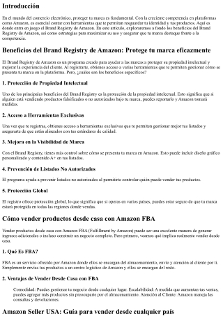 Beneficios del Brand Registry de Amazon: Protege tu marca eficazmente