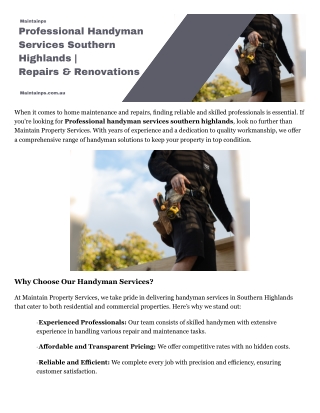 Professional handyman services southern highlands