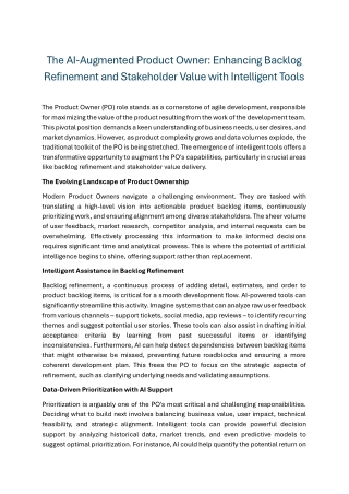 The AI-Augmented Product Owner Enhancing Backlog Refinement and Stakeholder Value with Intelligent Tools
