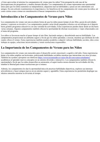 Disfrutando plenamente de los programas estivales para los pequeños y su desarro
