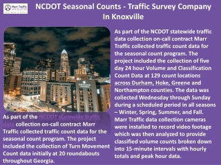 NCDOT Seasonal Counts - Traffic Survey Company In Knoxville