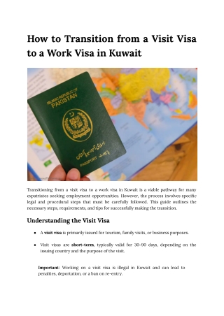 How to Transition from a Visit Visa to a Work Visa in Kuwait