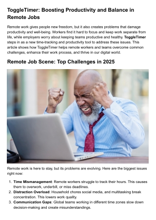 ToggleTimer: Boosting Productivity and Balance in Remote Jobs