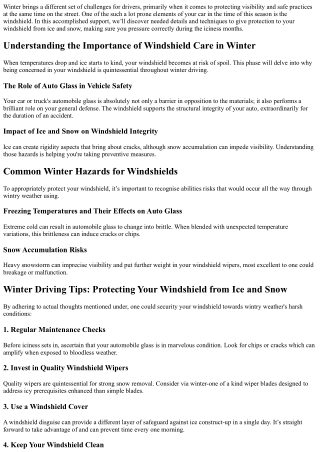Winter Driving Tips: Protecting Your Windshield from Ice and Snow