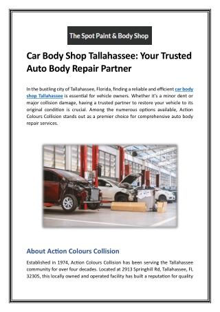 Car Body Shop Tallahassee Your Trusted Auto Body Repair Partner