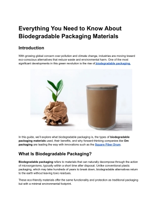 Everything You Need to Know About Biodegradable Packaging Materials