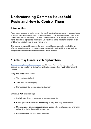 understanding common household pests