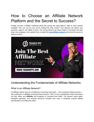 How to Choose an Affiliate Network Platform and the Secret to Success?