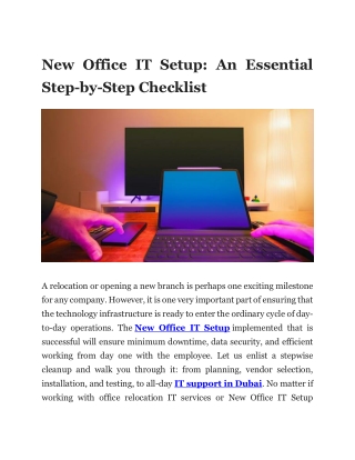 Essential Step-by-Step Checklist For New Office IT Setup