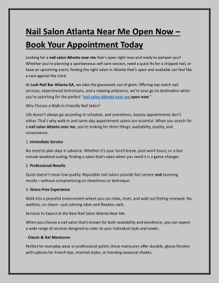 Nail Salon Atlanta Near Me Open Now