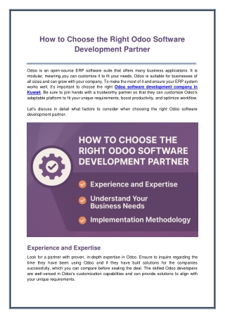 How to Choose the Right Odoo Software Development Partner